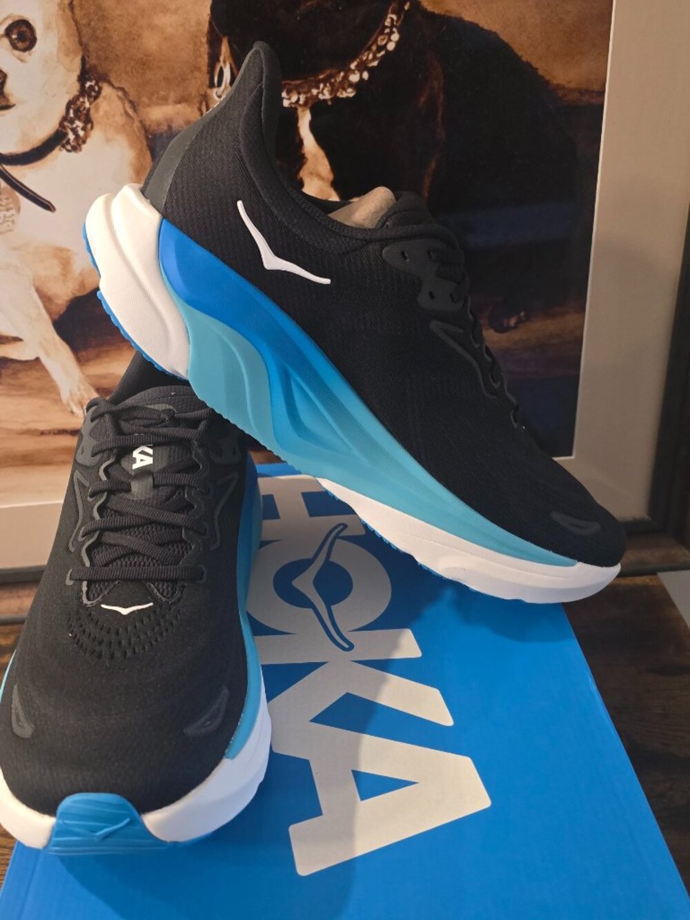 Hoka One One Arahi 8 1168690-BKSK Black Blue Running Shoes Sneakers Mens 12 NEW
